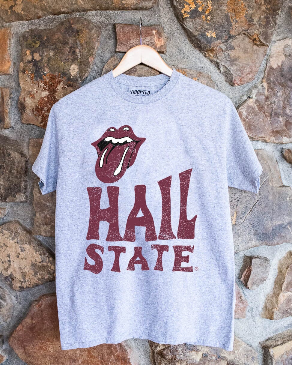 Rolling Stones Mississippi State Bulldogs Dazed Gray Thrifted Tee