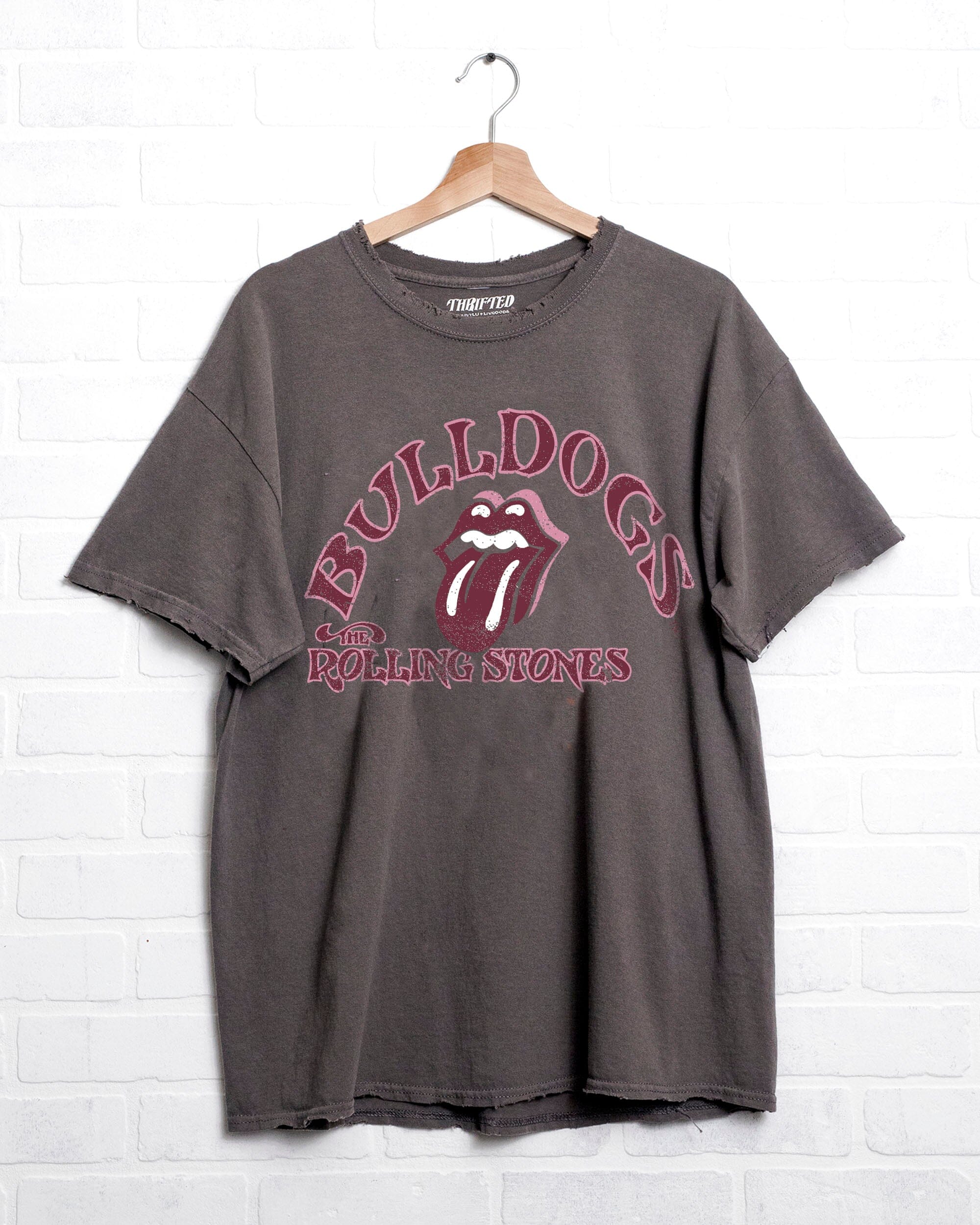 Rolling Stones Mississippi State Bulldogs Psych Charcoal Thrifted Tee