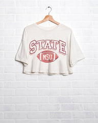Mississippi State Bulldogs Wonka Football Off White Cropped Tee