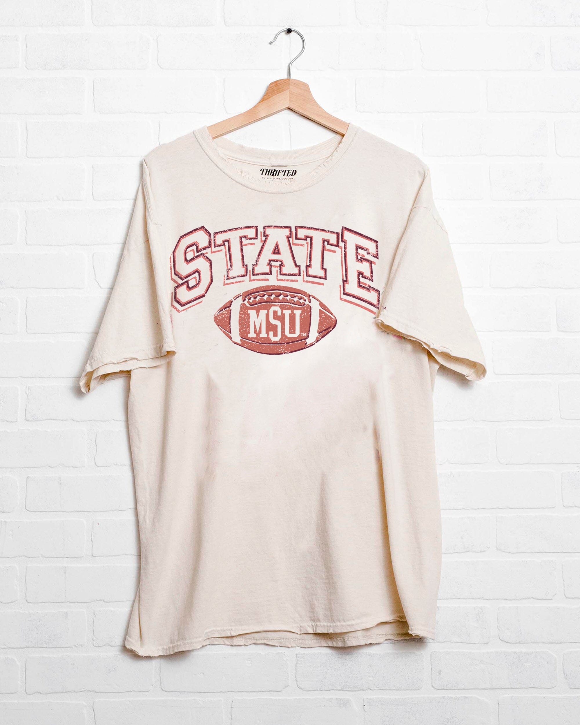 Mississippi State Bulldogs Wonka Football Off White Thrifted Tee