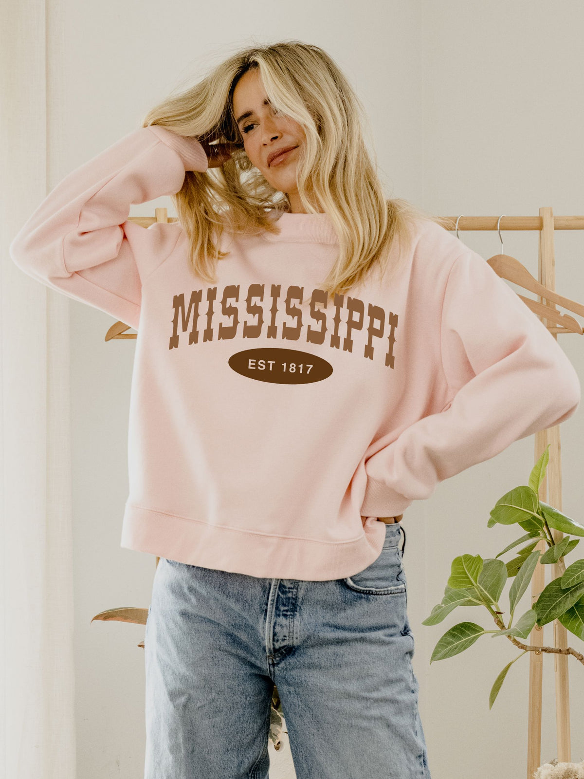Mississippi Western Established Date Weekend Edit Pink Mock Neck Sweatshirt