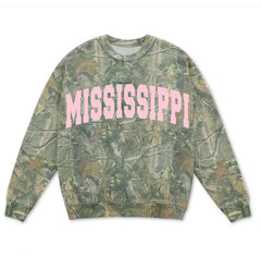 Mississippi Filled Gault (Pink Letters) Camouflage Sweatshirt