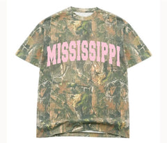 Mississippi Filled Gault (Pink Letters) Camouflage Tee