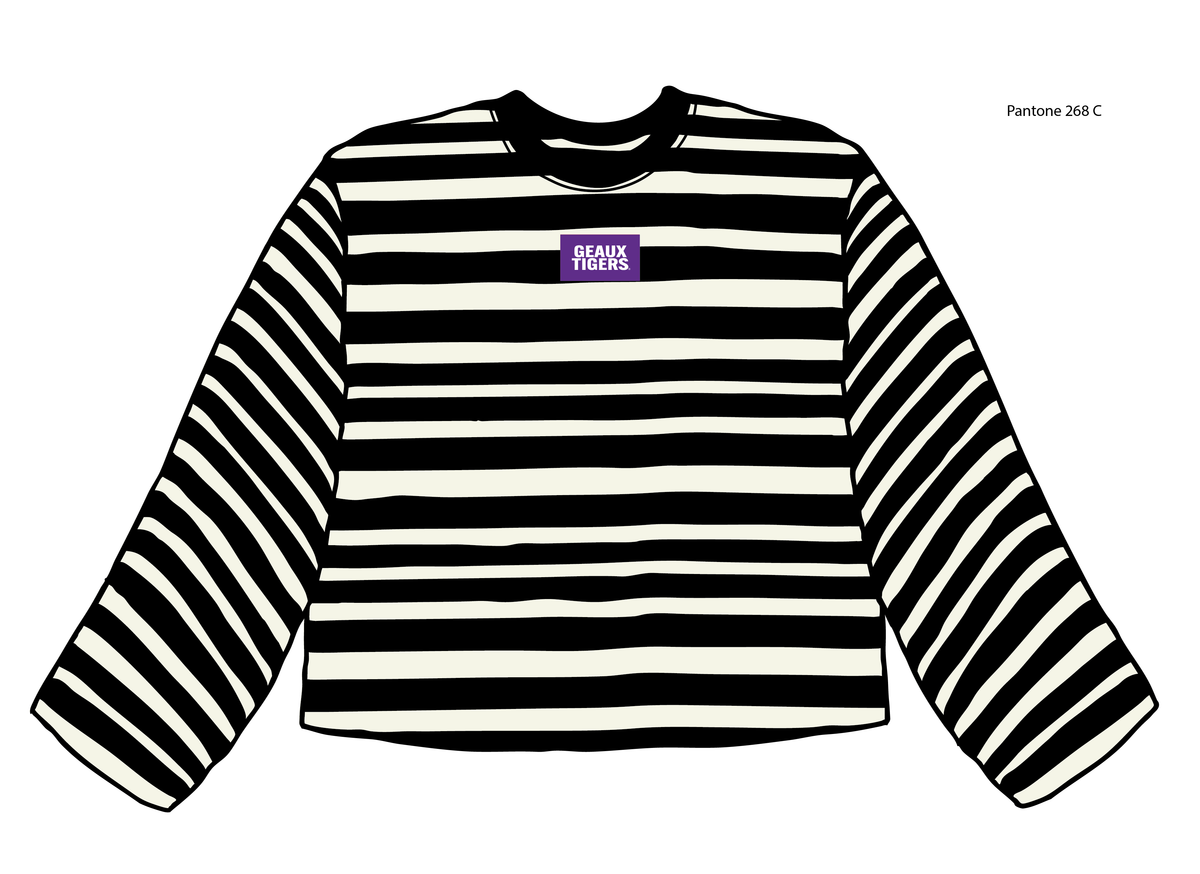 *COMING SOON* LSU Tigers Block Stich Black/White Stripe Long Sleeve Top