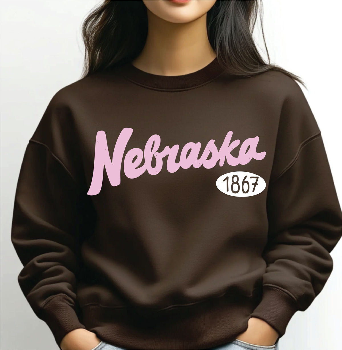 Nebraska 1867 Puff Ink Dark Brown Sweatshirt