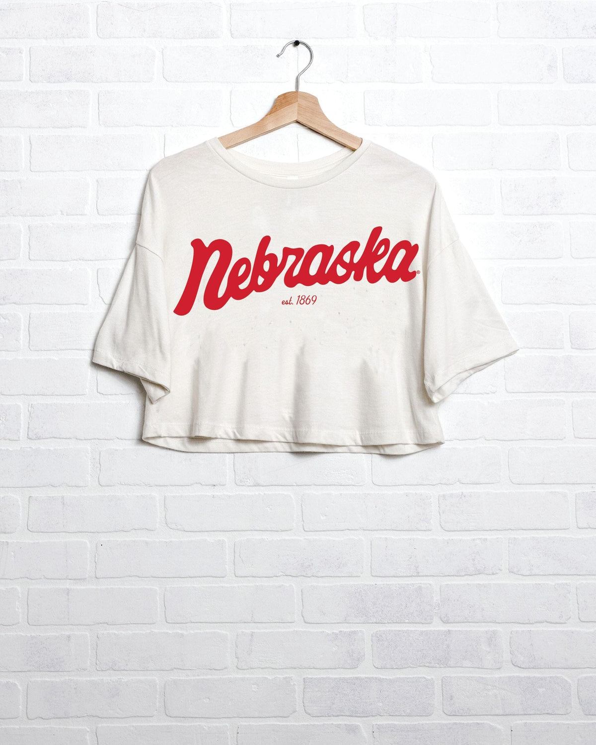 Nebraska Huskers Bold Script Off White Heavyweight Cropped Tee – shoplivylu