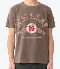 Nebraska Huskers Heritage Plaid Baseball Brown CC Tee