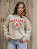 Nebraska Huskers Stripe Crest Natural Sweatshirt
