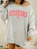 Nebraska Huskers Gingham Heart Ash Gray Flashdance Sweatshirt