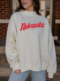Nebraska Huskers Bold Script Ivory Weekend Mock Neck Sweatshirt
