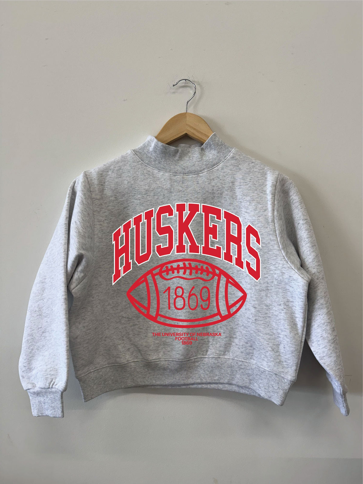 Children's Nebraska Huskers Campus Classic Gray Mock Neck Sweatshirt