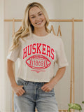 Nebraska Huskers Campus Classic Off White Heavyweight Cropped Tee