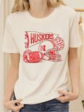 Nebraska Huskers Football Pennant Vintage White Ellie Perfect Tee