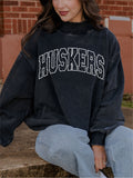 Nebraska Huskers Polka Dot Puff Ink Weekend Black Mock Neck Sweatshirt