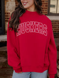 Nebraska Huskers Polka Dot Puff Ink Weekend Red Mock Neck Sweatshirt