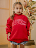 Children's Nebraska Huskers Polka Dot Puff Ink Red Mock Neck Sweatshirt