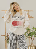 Nebraska Huskers Retro Split Volleyball Natural Sweatshirt