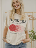 Nebraska Huskers Retro Split Volleyball Off White Thrifted Tee