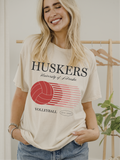 Nebraska Huskers Retro Split Volleyball Off White Thrifted Tee