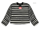*COMING SOON* Nebraska Huskers Block Stich Black/White Stripe Long Sleeve Top