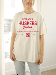 Nebraska Huskers Shot Off White Thrifted Tee