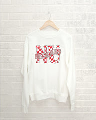 Nebraska Huskers Twisted Check White Thrifted Sweatshirt