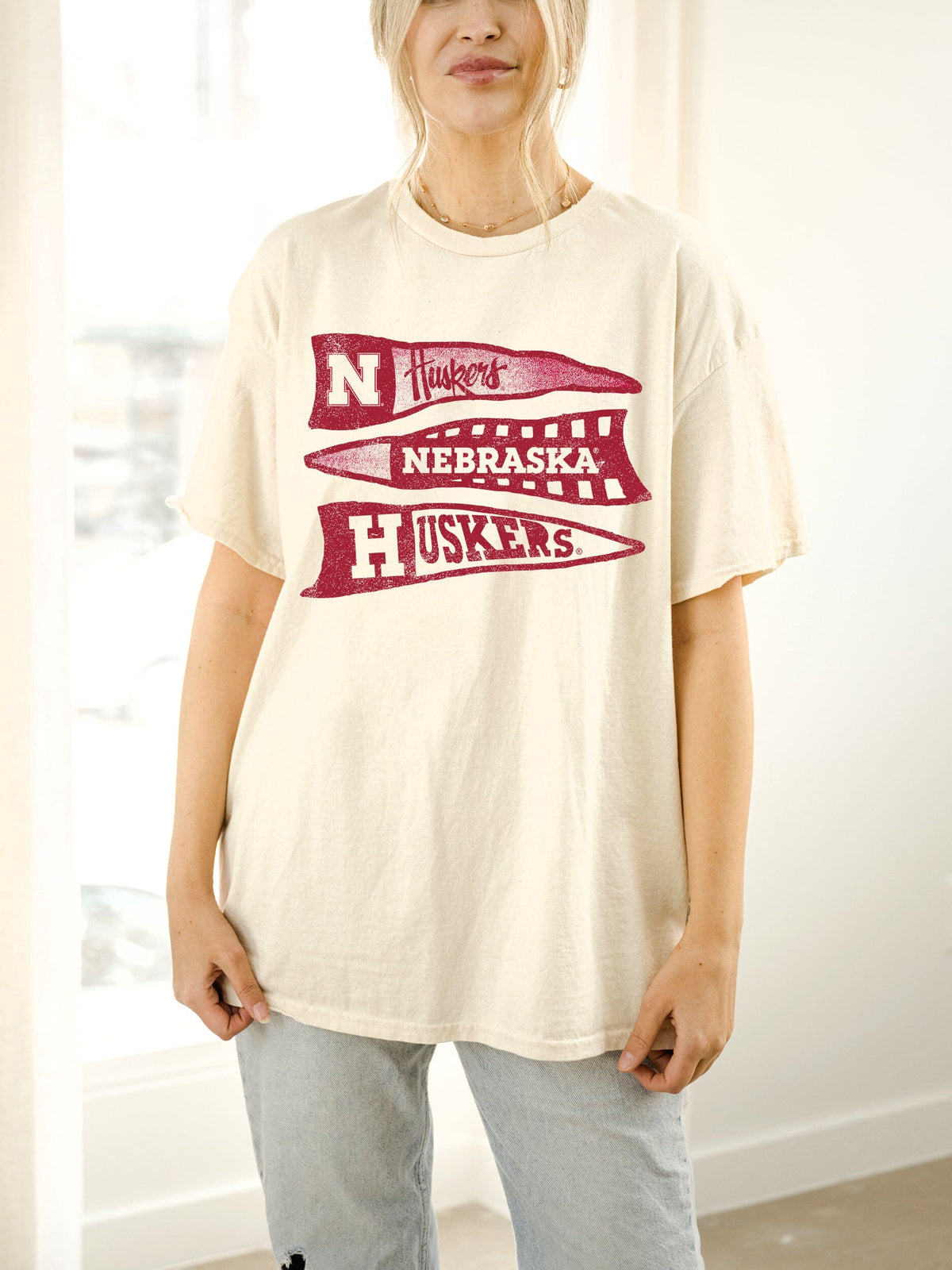 Nebraska Huskers Pennant Ivory Tee