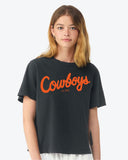 OSU Cowboys Bold Script Washed Black Ellie Heavyweight Tee