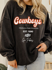 OSU Cowboys Letterman Charcoal Chrome Hi Dive Sweatshirt