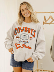 OSU Cowboys Patches 25 Ash Gray Thrifted Sweatshirt