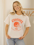 OSU Cowboys Varsity Stamp Off White Thrifted Tee