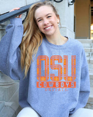 OSU Cowboys Preppy Plaid Gray Thrifted Sweatshirt