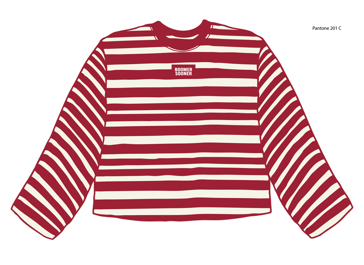 *COMING SOON* OU Sooners Block Stich Red/White Stripe Long Sleeve Top