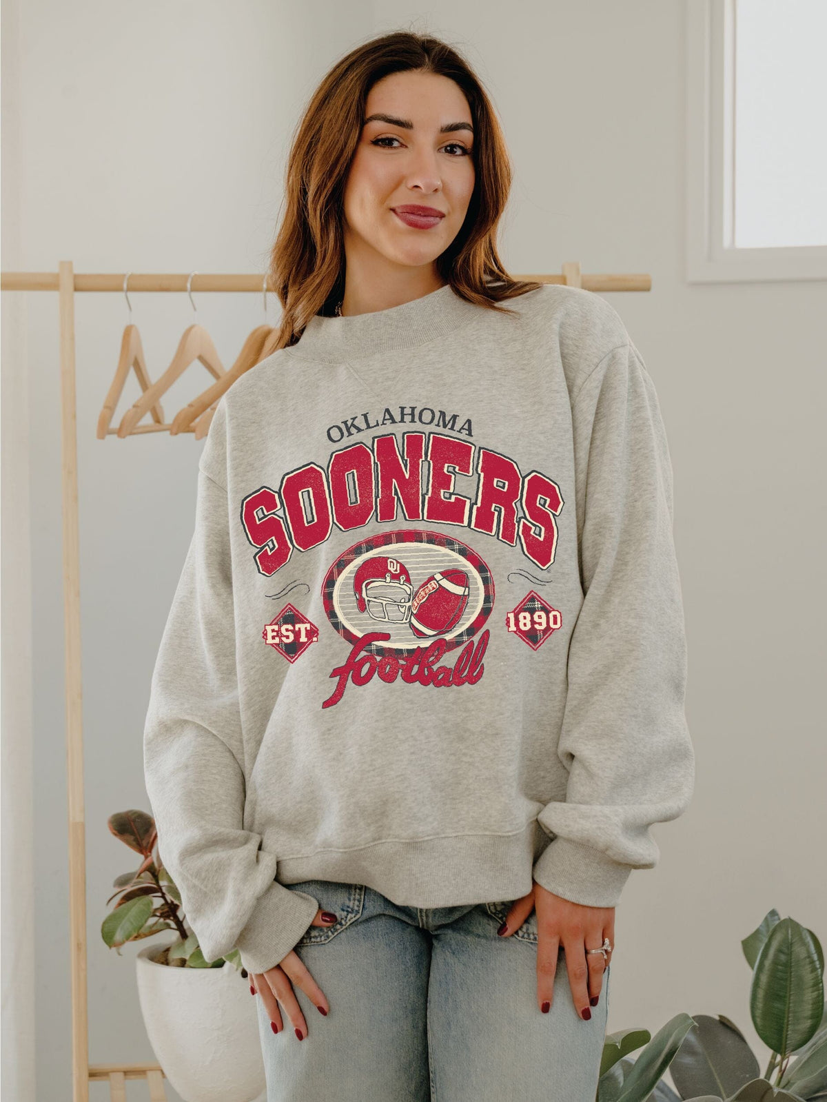 OU Sooners Gridiron Weekend Edit Ash Gray Mock Neck Sweatshirt