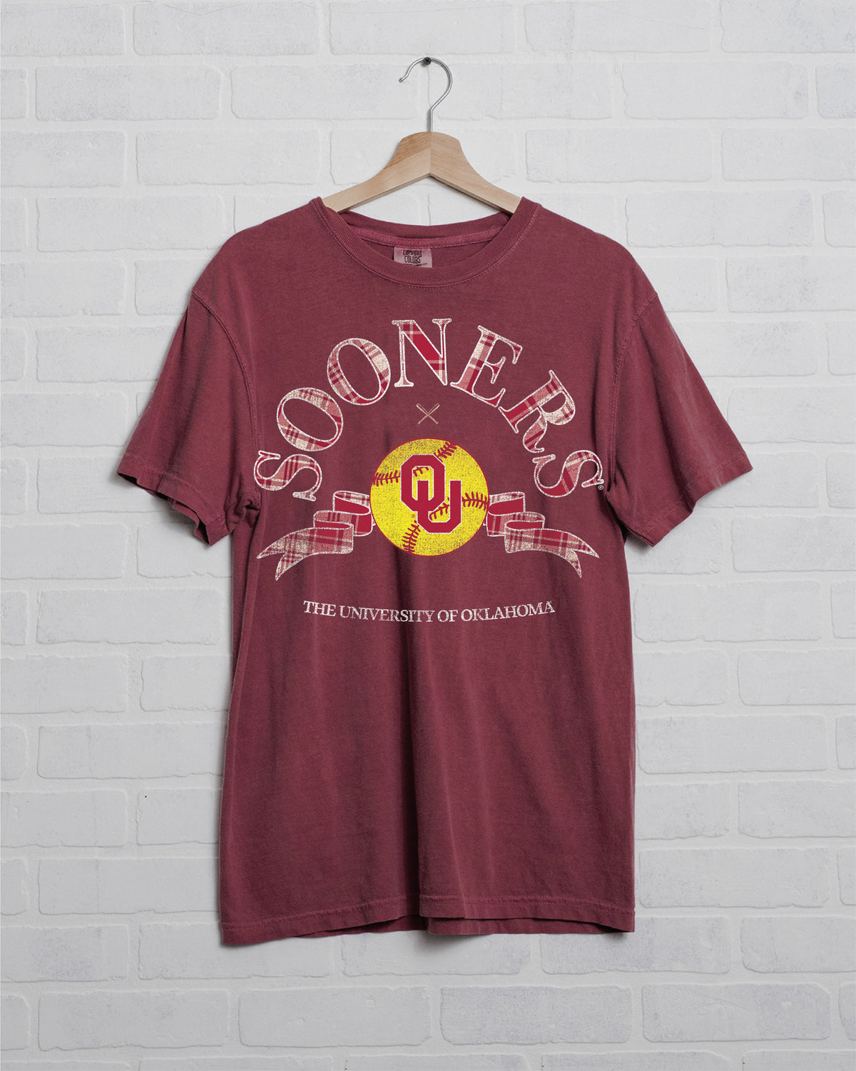 OU Sooners Heritage Plaid Softball Crimson CC Tee