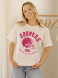 OU Sooners Varsity Stamp Off White Thrifted Tee