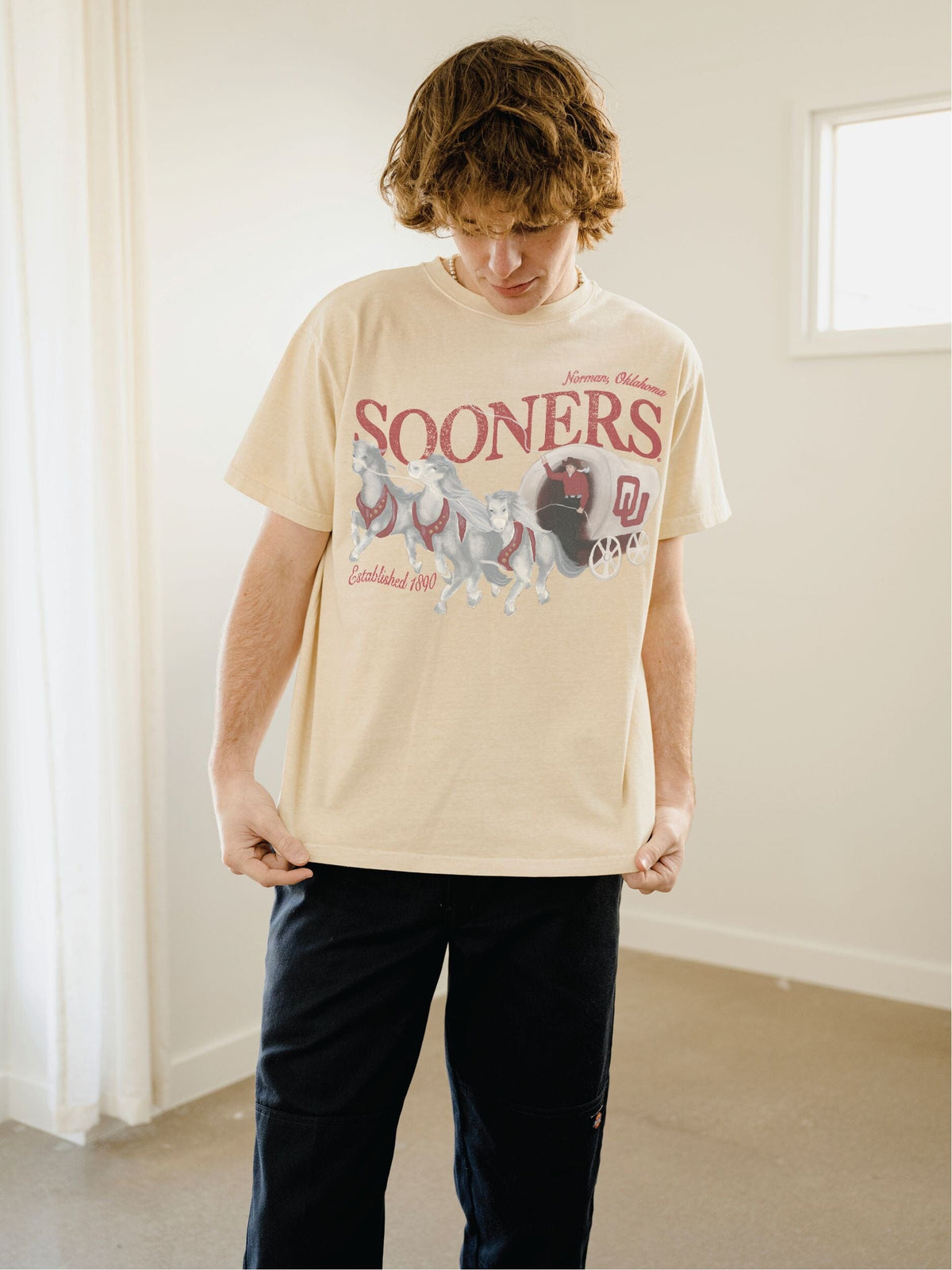 OU Sooners Vintage Schooner Wagoneer Off White Thrifted Tee