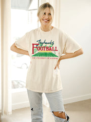 KU Jayhawks Football Field Off White Thrifted Tee