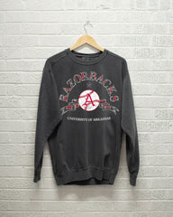 Arkansas Razorbacks Heritage Plaid Baseball Pepper Sweatshirt