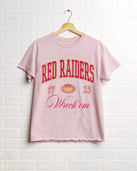 Texas Tech Wave Arch Pink Thrifted Tee