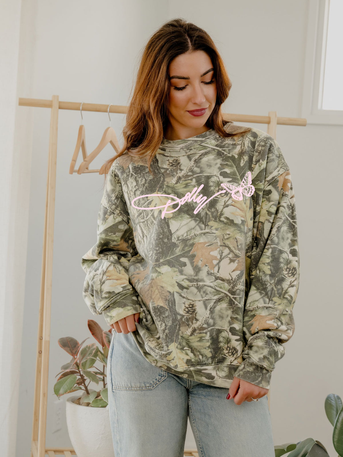 Dolly Parton Signature Script Camouflage Sweatshirt