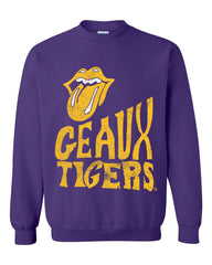 Rolling Stones LSU Tigers Dazed Purple Thrifted Sweatshirt