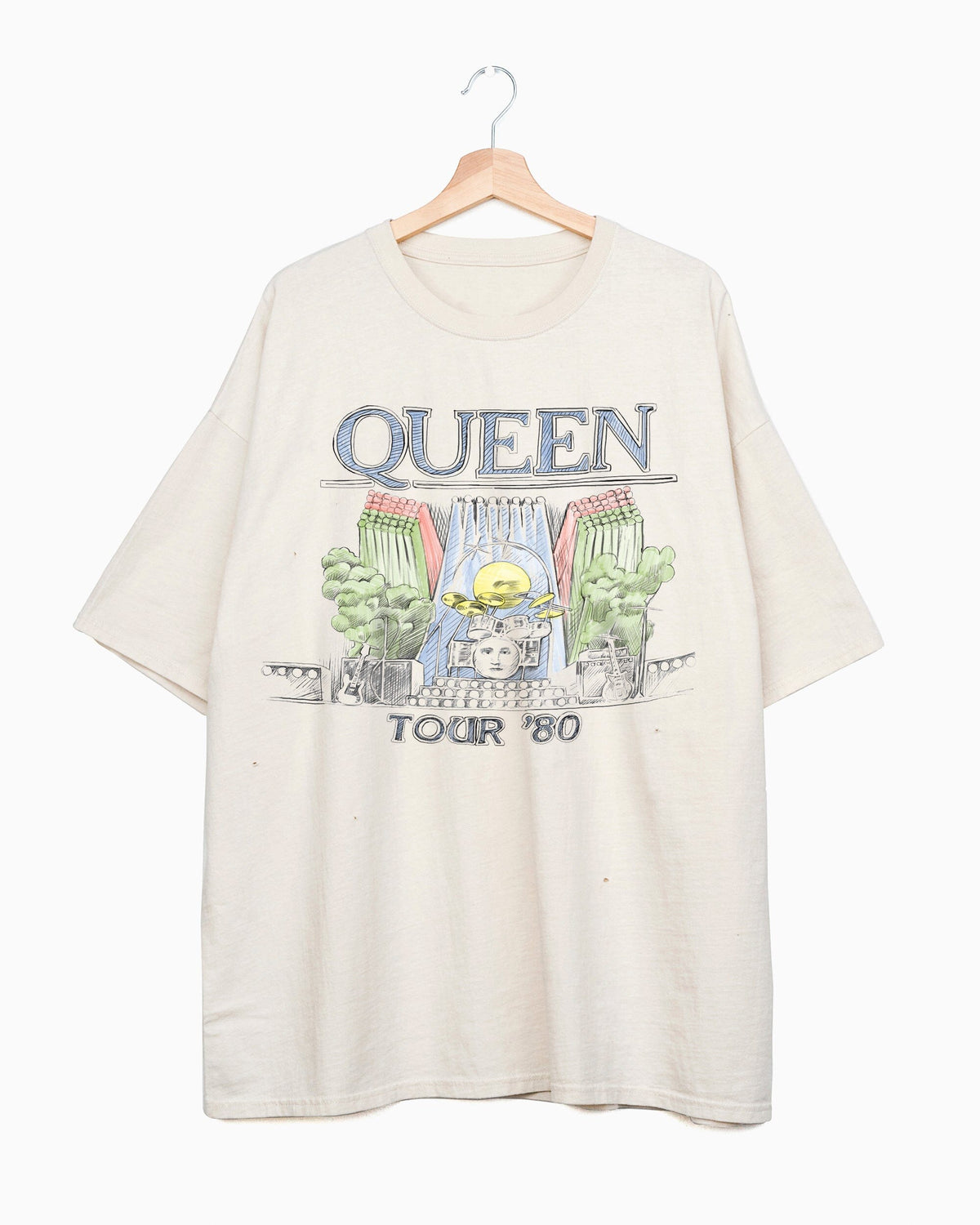 Queen 1980 Tour Off White One Size Tee