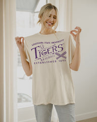 LSU Tigers RL Baseball Off White Thrifted Tee