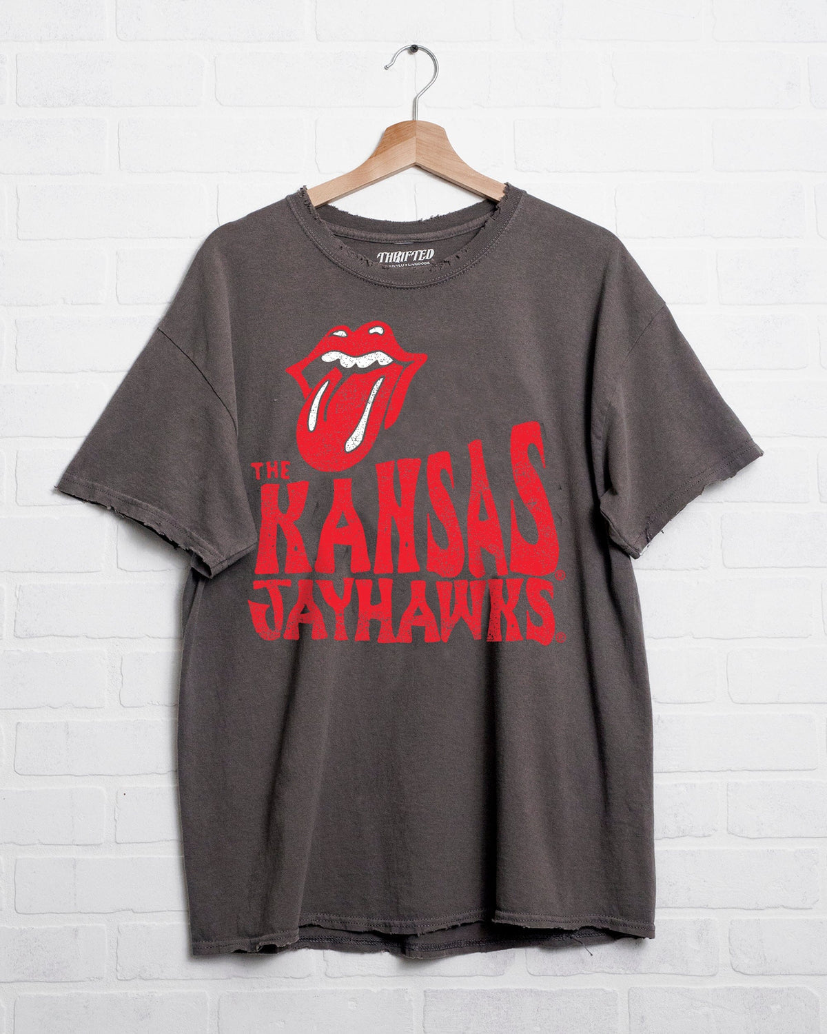 Rolling Stones KU Jayhawks Dazed Charcoal Thrifted Tee