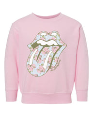 Children's Rolling Stones Floral Lick Pink Sweatshirt