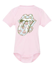 Children's Rolling Stones Floral Lick Pink Onesie