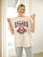 Rolling Stones Nebraska Huskers College Seal Off White Thrifted Tee