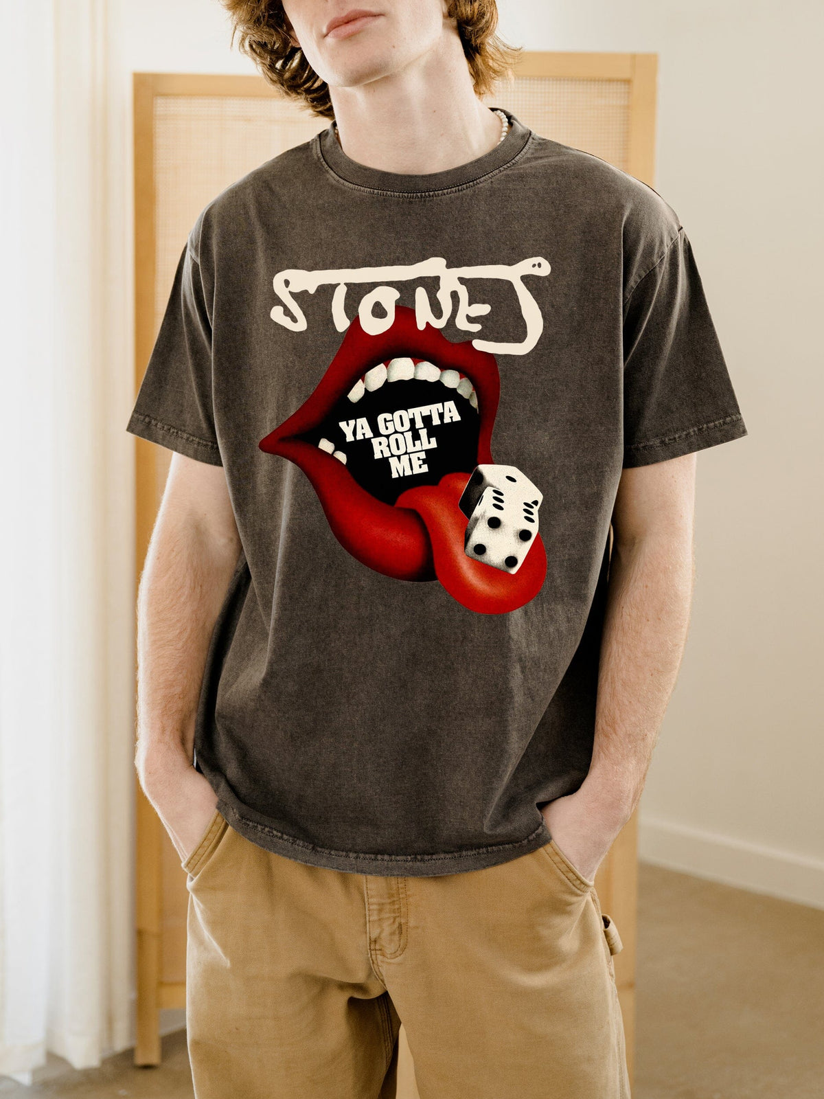 Rolling Stones Roll Me Charcoal Hi-Dive Tee