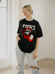 Rolling Stones Roll Me Black Thrifted Distressed Tee